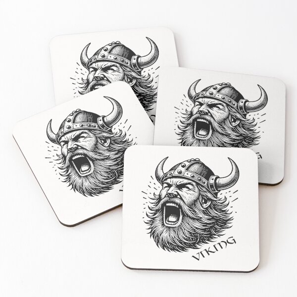 Item preview, Viking Helmet with Beard Illustration - Norse Mythology Art Print designed and sold by Psycho-Crazy.