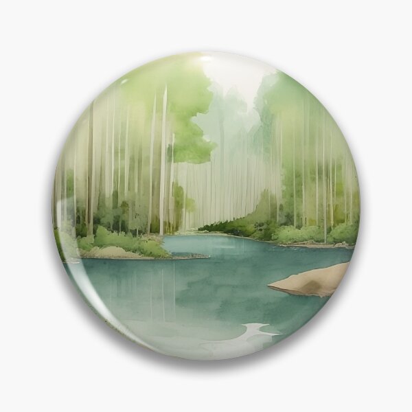 Item preview, Forest Lake in Summer Landscape Watercolor Painting | Watercolor Landscape | Watercolor Art | Watercolor Scenery designed and sold by UnhingedBird.