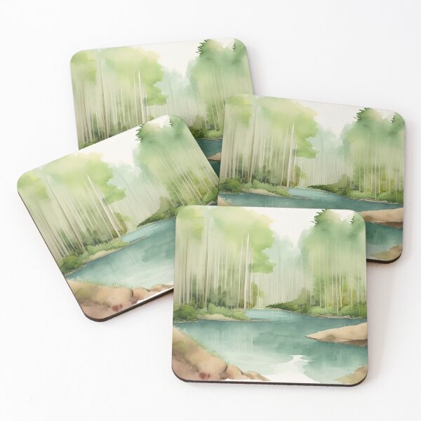 Item preview, Forest Lake in Summer Landscape Watercolor Painting | Watercolor Landscape | Watercolor Art | Watercolor Scenery designed and sold by UnhingedBird.