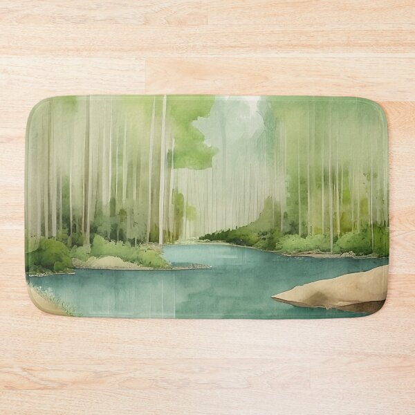 Item preview, Forest Lake in Summer Landscape Watercolor Painting | Watercolor Landscape | Watercolor Art | Watercolor Scenery designed and sold by UnhingedBird.