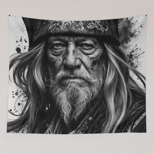 Item preview, Wise Pirate Elder - Monochrome Portrait designed and sold by photoparadise22.
