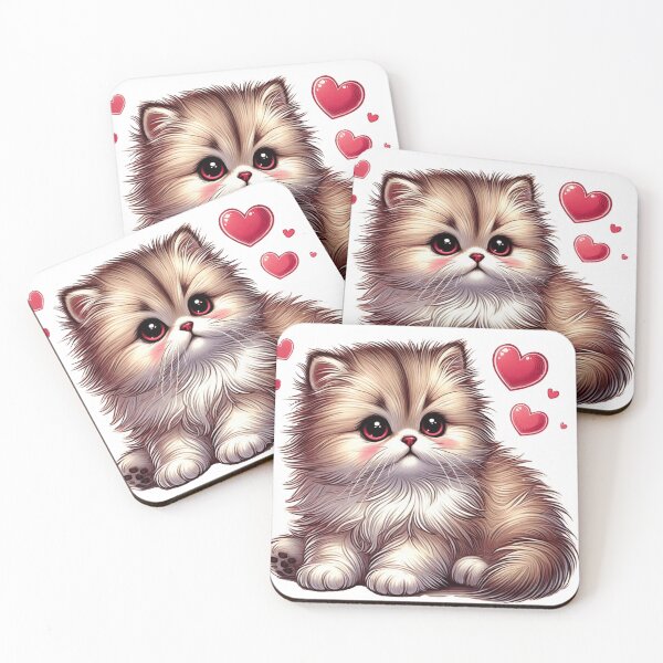 Item preview, Cute fluffy kitten with love hearts designed and sold by nicnacc.