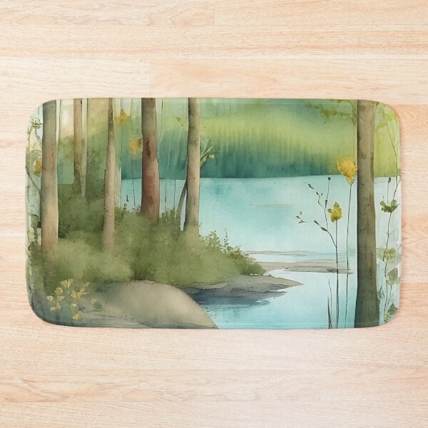 Item preview, Forest Lake in Summer Landscape Watercolor Painting | Watercolor Landscape | Watercolor Art | Watercolor Scenery designed and sold by UnhingedBird.