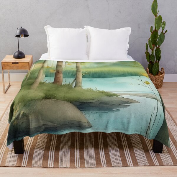 Item preview, Forest Lake in Summer Landscape Watercolor Painting | Watercolor Landscape | Watercolor Art | Watercolor Scenery designed and sold by UnhingedBird.