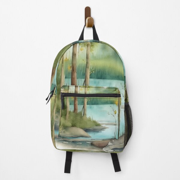 Item preview, Forest Lake in Summer Landscape Watercolor Painting | Watercolor Landscape | Watercolor Art | Watercolor Scenery designed and sold by UnhingedBird.