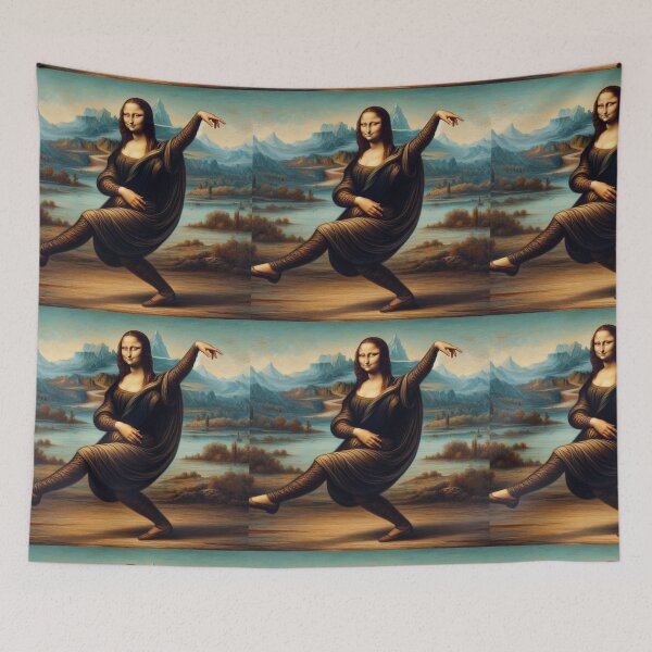 Item preview, Mona Lisa Dancing Leonardo Da Vinci Funny art parody designed and sold by ArtUnova.