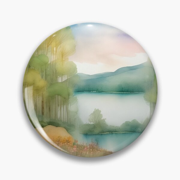 Item preview, Forest Lake in Summer Landscape Watercolor Painting | Watercolor Landscape | Watercolor Art | Watercolor Scenery designed and sold by UnhingedBird.