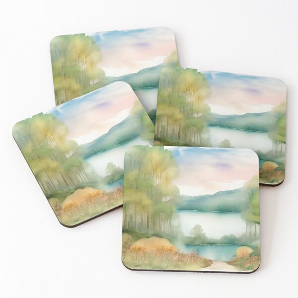 Item preview, Forest Lake in Summer Landscape Watercolor Painting | Watercolor Landscape | Watercolor Art | Watercolor Scenery designed and sold by UnhingedBird.