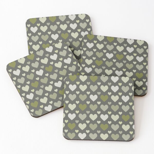 Item preview, Colorful hearts on a dark gray background - Valentine pattern/ grey,  moss green designed and sold by My-fake-places.