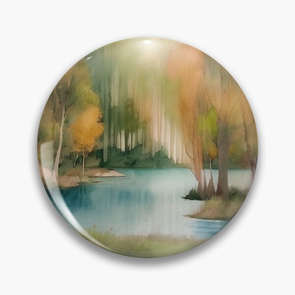 Item preview, Forest Lake in Summer Landscape Watercolor Painting | Watercolor Landscape | Watercolor Art | Watercolor Scenery designed and sold by UnhingedBird.