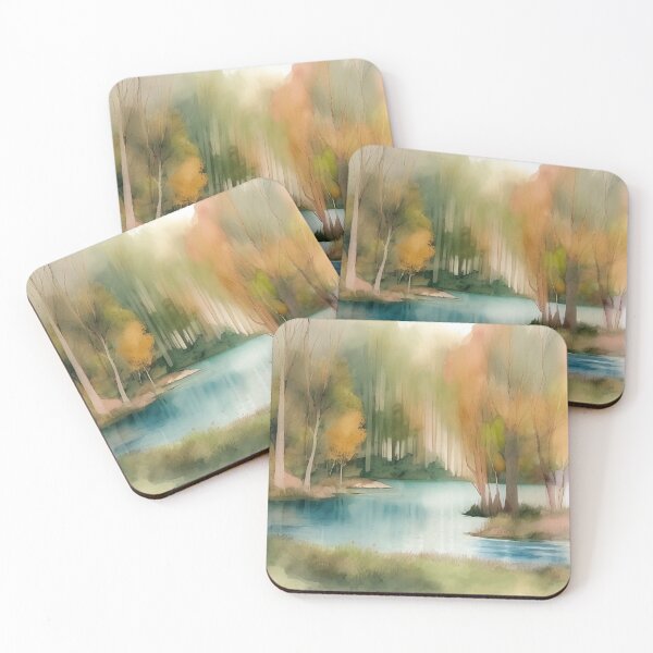 Item preview, Forest Lake in Summer Landscape Watercolor Painting | Watercolor Landscape | Watercolor Art | Watercolor Scenery designed and sold by UnhingedBird.