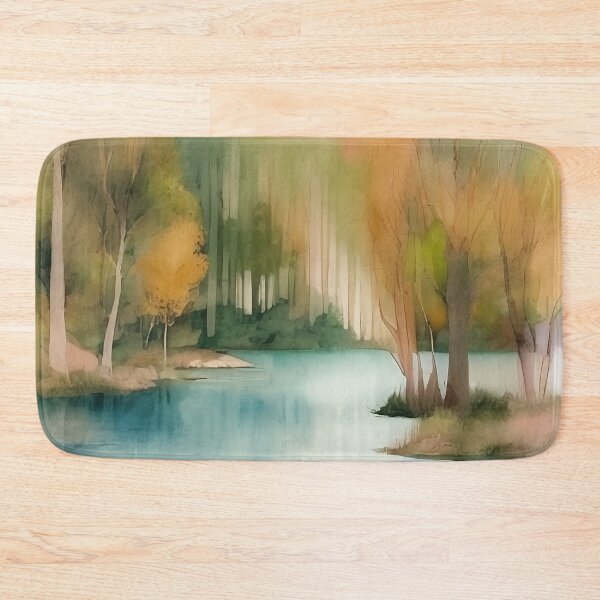 Item preview, Forest Lake in Summer Landscape Watercolor Painting | Watercolor Landscape | Watercolor Art | Watercolor Scenery designed and sold by UnhingedBird.