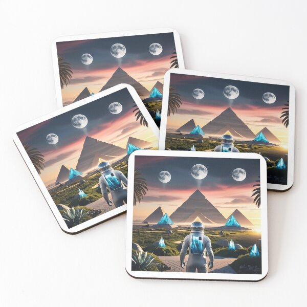 Item preview, Astronaut in a Futuristic World of Pyramids and Moons designed and sold by RvinJo8.