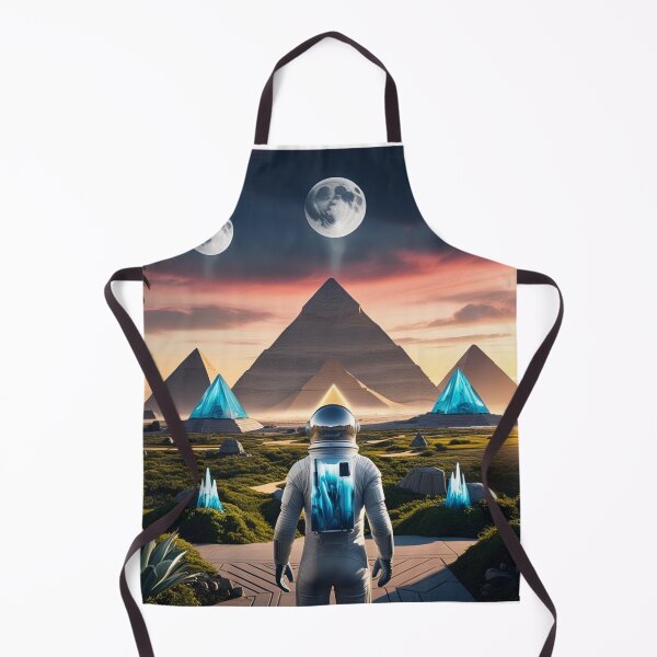 Item preview, Astronaut in a Futuristic World of Pyramids and Moons designed and sold by RvinJo8.