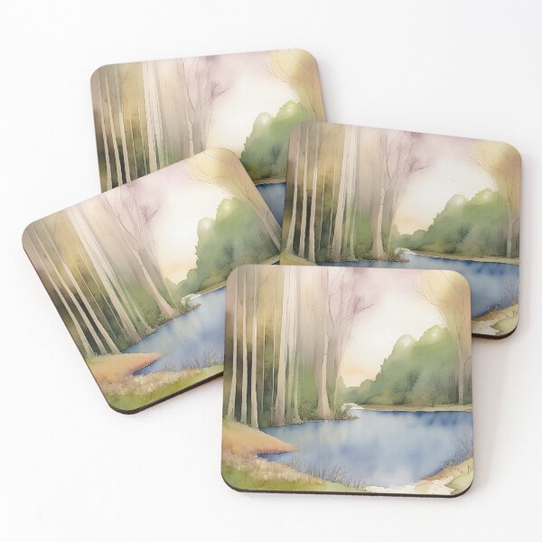 Item preview, Forest Lake in Summer Landscape Watercolor Painting | Watercolor Landscape | Watercolor Art | Watercolor Scenery designed and sold by UnhingedBird.