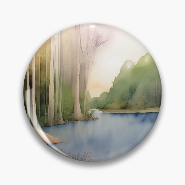 Item preview, Forest Lake in Summer Landscape Watercolor Painting | Watercolor Landscape | Watercolor Art | Watercolor Scenery designed and sold by UnhingedBird.