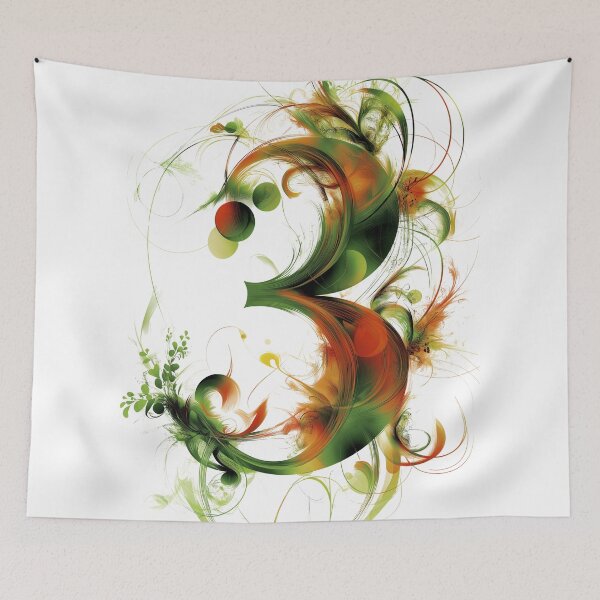 Item preview, Angel Number 3. Synchronicity design. Botanic & feathers. designed and sold by Shoot-The-Moon.