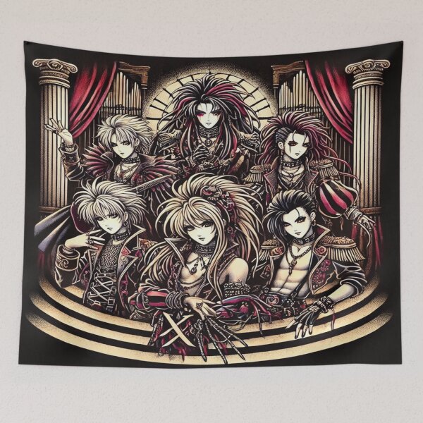 Item preview, Vintage 90s Rock T-Shirt Design – Visual Kei Style Model 1 designed and sold by NeonBot_Shop.