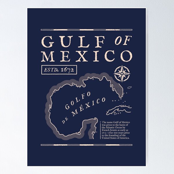 Item preview, Gulf of Mexico 1672 Historic Map designed and sold by Geek Updated.