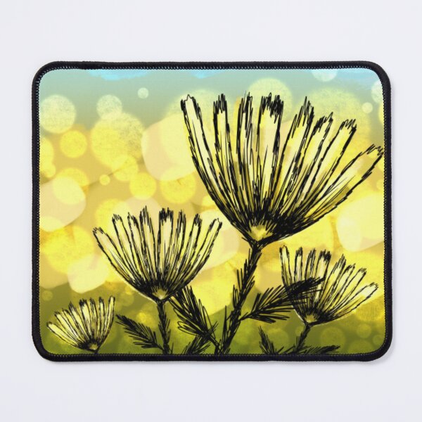Item preview, Beautiful yellow flowers in nature drawing with bokeh effect designed and sold by Quiet Canvas .