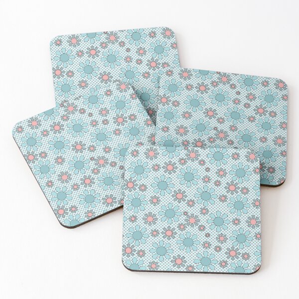 Item preview, Groovy flowers, bigbeat-fueled energetic designs/pastel colors- blue and pink designed and sold by My-fake-places.