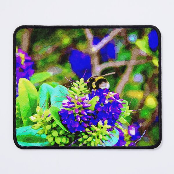 Item preview, Vibrant watercolor illustration of Vitex plant with a bumblebee pollinating designed and sold by GestaltImagery.