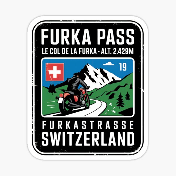 Item preview, Vintage Furka Pass Motorcycle Sticker designed and sold by lolotees.