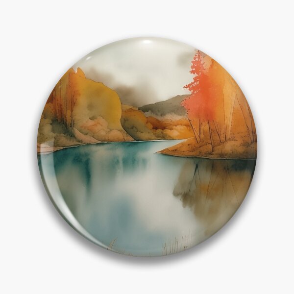 Item preview, Forest Lake in Autumn Landscape Watercolor Painting | Watercolor Landscape | Watercolor Art | Watercolor Scenery designed and sold by UnhingedBird.