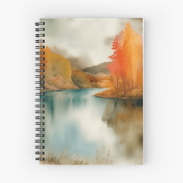 Item preview, Forest Lake in Autumn Landscape Watercolor Painting | Watercolor Landscape | Watercolor Art | Watercolor Scenery designed and sold by UnhingedBird.