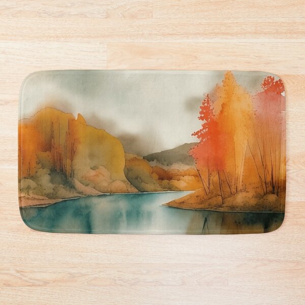 Item preview, Forest Lake in Autumn Landscape Watercolor Painting | Watercolor Landscape | Watercolor Art | Watercolor Scenery designed and sold by UnhingedBird.