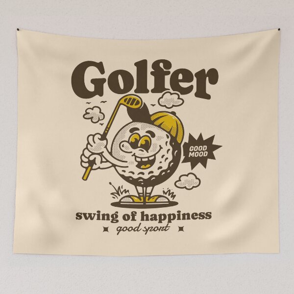 Item preview, Golf ball character holding a golf stick designed and sold by adipra.