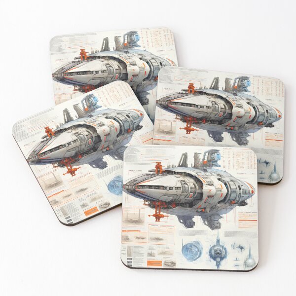 Item preview, sketches blueprint of futuristic sci-fi huge spacecraft designed and sold by Nickyayee.