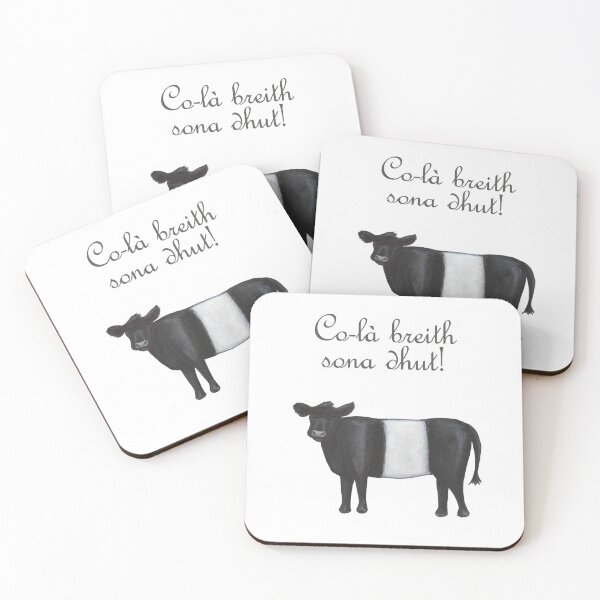 Item preview, happy birthday! | co-là breith sona dhut! (Scottish Gaelic) with belted galloway cow designed and sold by Mamaidh Made.