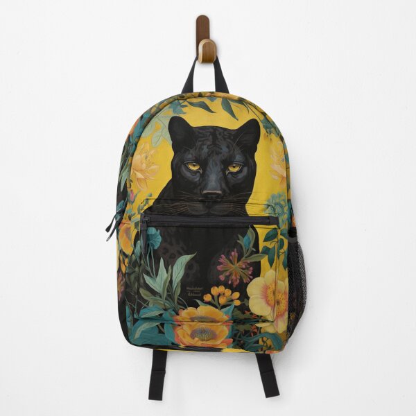 Item preview, Panther & Floral Blue Yellow Orange Silk Art Graphic designed and sold by GrinGalore.