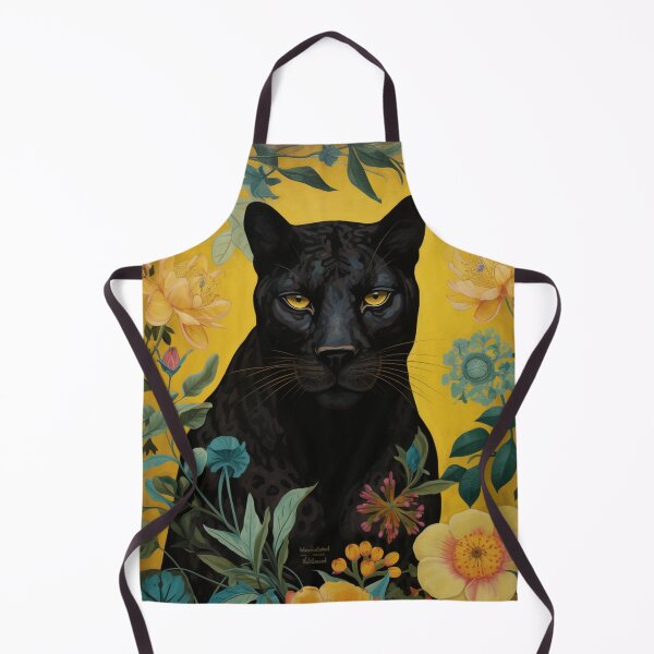 Item preview, Panther & Floral Blue Yellow Orange Silk Art Graphic designed and sold by GrinGalore.