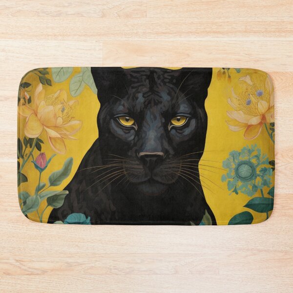 Item preview, Panther & Floral Blue Yellow Orange Silk Art Graphic designed and sold by GrinGalore.