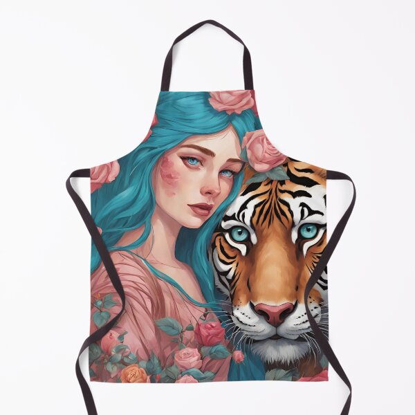 Item preview, Girl with Turquoise Hair and Tiger designed and sold by LoveingShop.