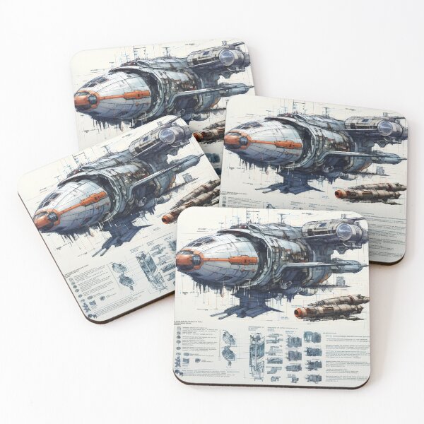 Item preview, sketches blueprint of futuristic sci-fi huge spacecraft designed and sold by Nickyayee.