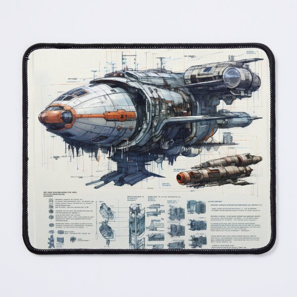 Item preview, sketches blueprint of futuristic sci-fi huge spacecraft designed and sold by Nickyayee.