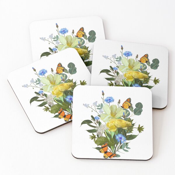 Item preview, Hand drawn illustration of a beautiful peonies, roses, tulip and wild flowers spring bouquet with butterfly. designed and sold by MatyKotiv.