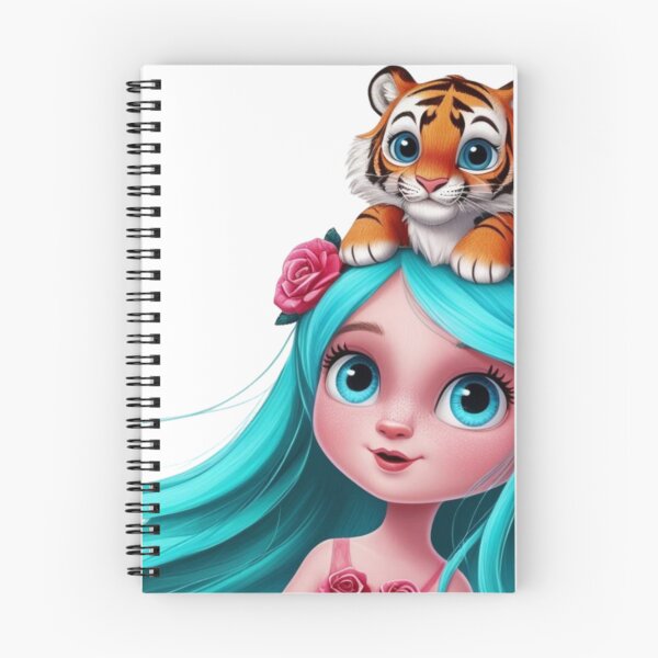 Item preview, Girl with Turquoise Hair and Tiger designed and sold by LoveingShop.