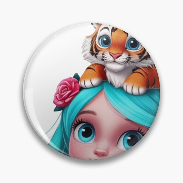 Item preview, Girl with Turquoise Hair and Tiger designed and sold by LoveingShop.
