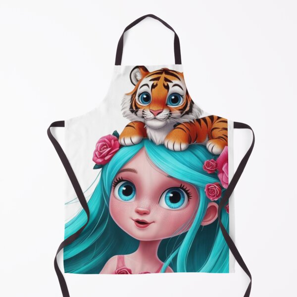 Item preview, Girl with Turquoise Hair and Tiger designed and sold by LoveingShop.