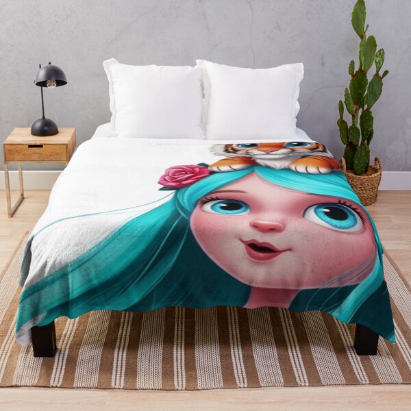 Item preview, Girl with Turquoise Hair and Tiger designed and sold by LoveingShop.