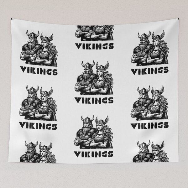 Item preview, Viking Warriors Couple Illustration - Norse Mythology Art designed and sold by Psycho-Crazy.