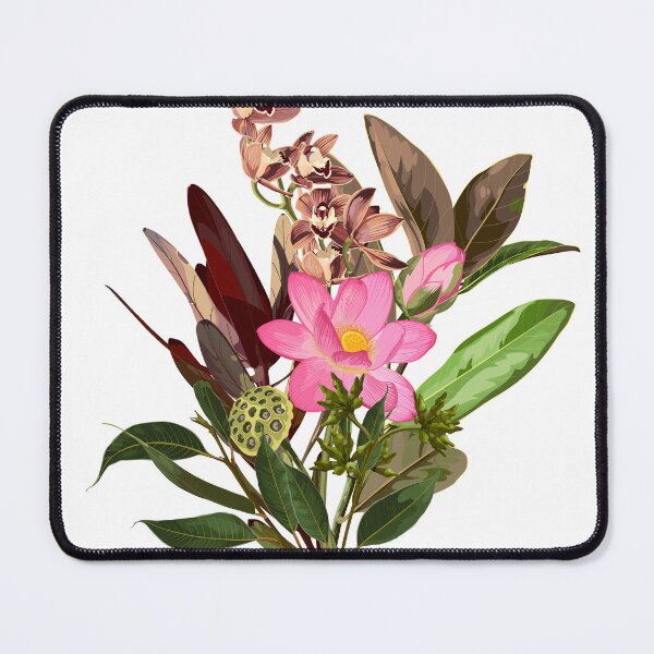 Item preview, Hand drawn illustration of a beautiful lotus, orchid, leucadendron flowers , magnolia branch bouquet. designed and sold by MatyKotiv.