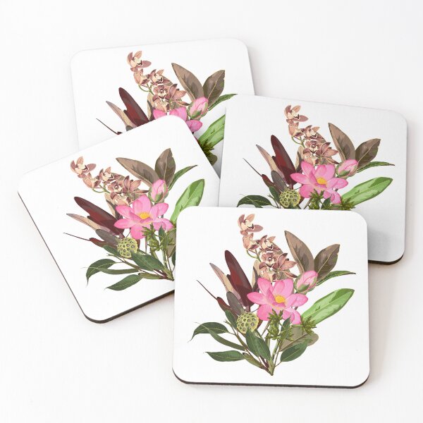 Item preview, Hand drawn illustration of a beautiful lotus, orchid, leucadendron flowers , magnolia branch bouquet. designed and sold by MatyKotiv.