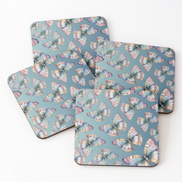 Item preview, Watercolor Butterflies Pattern on Soft Blue designed and sold by Krysnya.