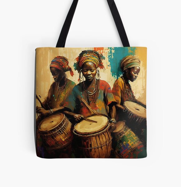 Item preview, Colorful African Musical Drummers,   African artwork, Mud art, Black Art, Roots artwork designed and sold by Afrocarribe.