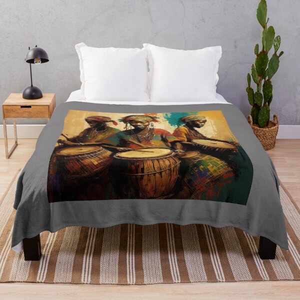 Item preview, Colorful African Musical Drummers, African artwork, Mud art, Black Art, Roots artwork designed and sold by Afrocarribe.